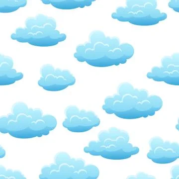 Seamless pattern with blue clouds. Illustrazione stock