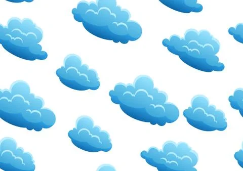 Seamless pattern with blue clouds. Stock Illustration