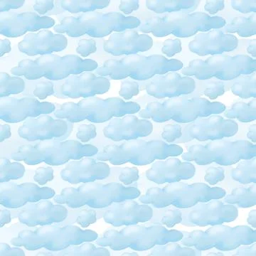 Seamless pattern blue clouds sky. Wallpapers for baby playroom or nursery Stockillustratie