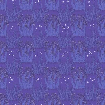 Seamless pattern of blue coral. Vector coralline reef ocean animals underwater Stock Illustration