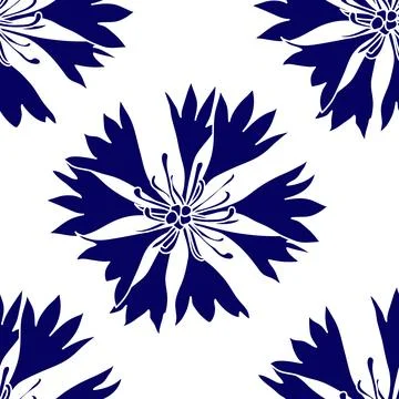 Seamless pattern with blue cornflowers flowers, Floral graphic design Stock Illustration