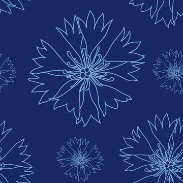 Seamless pattern with blue cornflowers flowers, Floral graphic design Stock Illustration