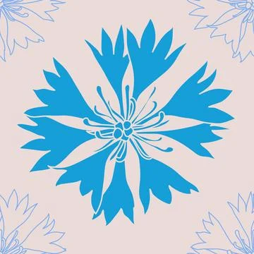 Seamless pattern with blue cornflowers flowers, Floral graphic design Stock Illustration