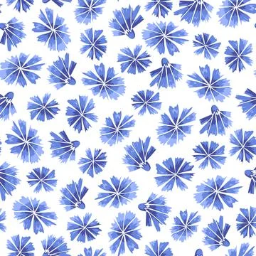 Seamless pattern with blue cornflowers on white Illustrazione stock