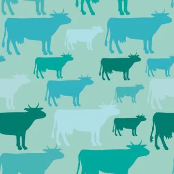 Seamless  pattern of blue cow Stock Illustration