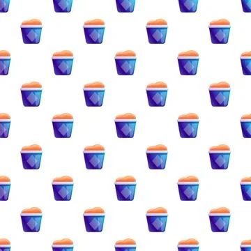 Seamless pattern of blue cups with orange contents Stock Illustration