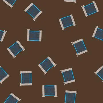 Seamless pattern blue decorative metal fence panel with stone pillars Stock Illustration