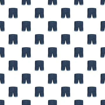 Seamless pattern with blue denim shorts clothing Stock Illustration