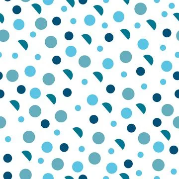 Seamless pattern with blue dots and half circles, abstract background Stock Illustration