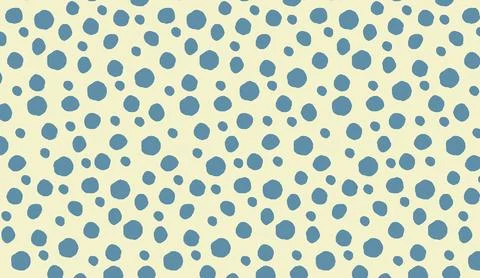 Seamless pattern with blue dots and pale yellow background hand drawn polka dot イラスト素材