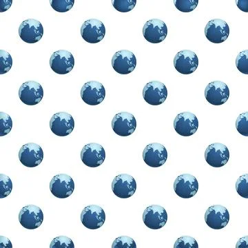 Seamless pattern of blue earth globes Stock Illustration