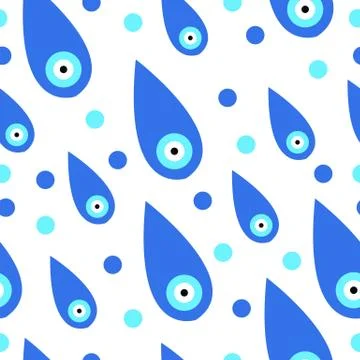 Seamless pattern with blue evil eye in drop shape Illustrazione stock