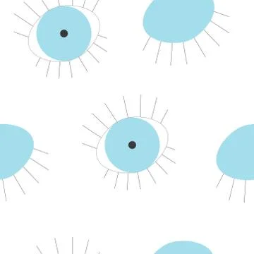 Seamless pattern with blue evil eye vector with eyelashes Stock Illustration