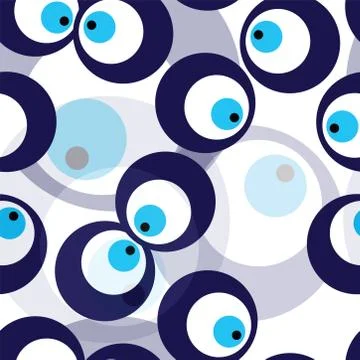 Seamless pattern with blue evil eye vector Stock Illustration