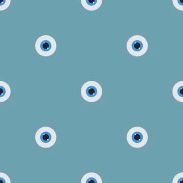 Seamless pattern with blue eye icon. Clinic eye iris. Flat style. Vector. Stock Illustration