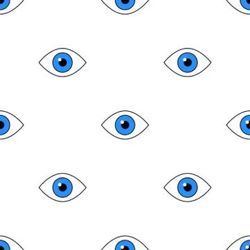 Seamless pattern with blue eye icon. Clinic eye iris. Flat style. Vector. Illustrazione stock