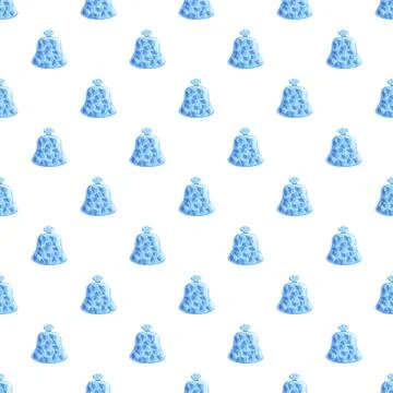 Seamless pattern with blue faceted ice bells Stock Illustration