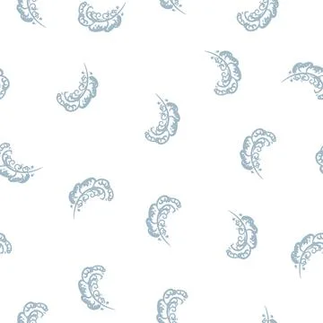 Seamless pattern with blue feathers. vector illustration Stock Illustration