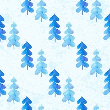Seamless pattern with blue fir tree Stock Illustration