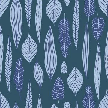 Seamless pattern with blue flowers and leaves. Creative floral texture. Great Stock Illustration