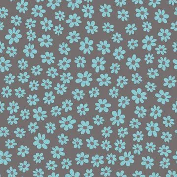 Seamless pattern with blue flowers on a gray background Stock Illustration
