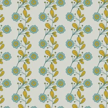 Seamless Pattern Blue Flowers Stock Illustration