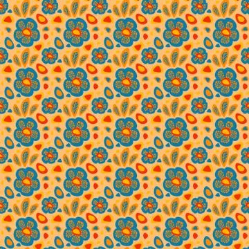 Seamless pattern with blue flowers Stock Illustration
