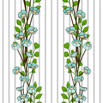 Seamless pattern with blue flowers Stock Illustration