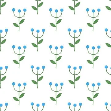 Seamless pattern with blue flowers. Spring and summer floral background. Stock Illustration