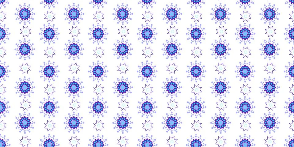 Seamless pattern with blue flowers on white background Stock Illustration