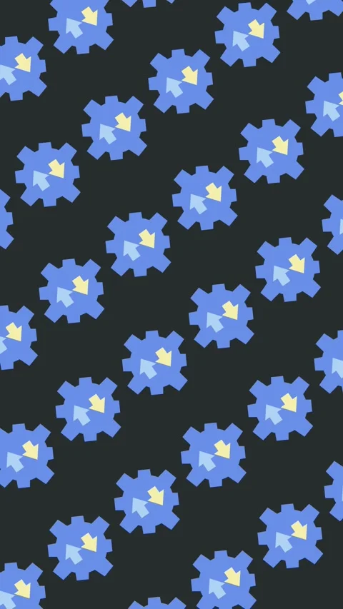 Seamless pattern of blue gear wheels with data transfer arrows Stock Footage 333299815