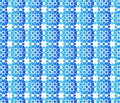 Seamless Pattern with Blue Geometric Tile Design Inspired by Islamic Art Stock Illustration
