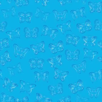 Seamless pattern with blue gradient butterflies 스톡 일러스트