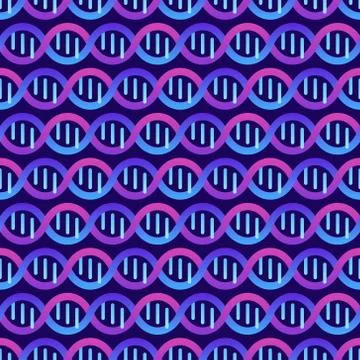 Seamless pattern of blue gradient DNA horizontal helix Stock Illustration