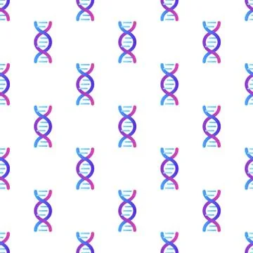 Seamless pattern of blue gradient DNA helix sign isolated on white Stock Illustration