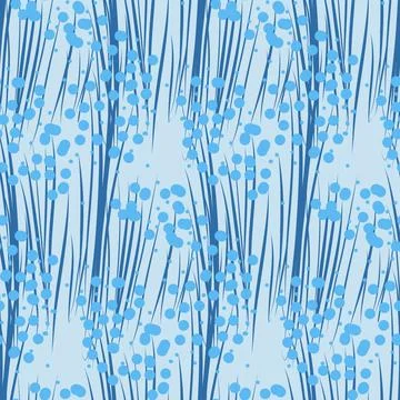 Seamless pattern blue grass herb plant organic floral background wallpaper wr Illustrazione stock