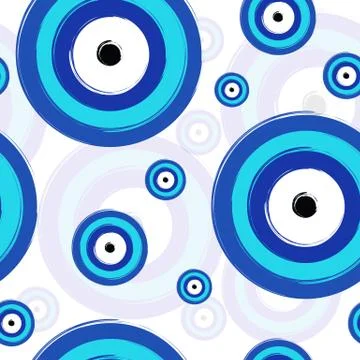 Seamless pattern with blue greek evil eye Illustrazione stock