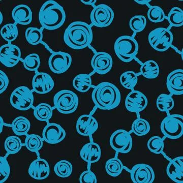 Seamless pattern with blue hand painted dots conneted with each other. Seamle Stock Illustration