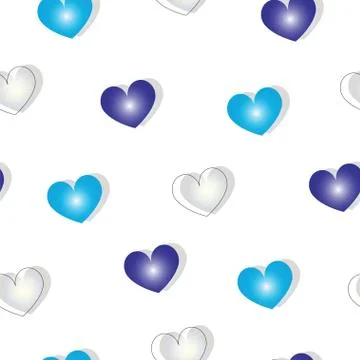 Seamless pattern with blue hearts vector - Valentines day Stock Illustration
