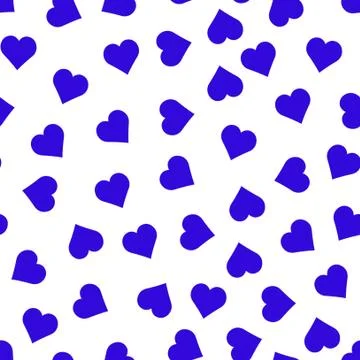 Seamless pattern of blue hearts on white background Stock Illustration
