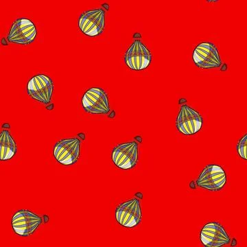 Seamless pattern blue hot air balloon cartoon vector 스톡 일러스트