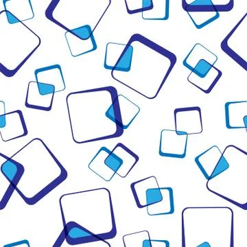 Seamless pattern of blue intersecting squares, transparent background. Stock Illustration