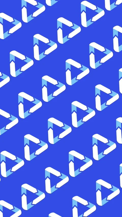 Seamless pattern of blue isometric recycling symbols on a blue background Stock Footage 334012728