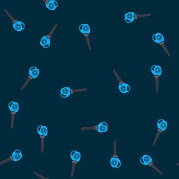Seamless pattern blue leaf blower cleaning garden and yard debris Stock Illustration