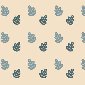 Seamless pattern with blue leaves in Scandinavian style. Cerulean and storm b Stock Illustration