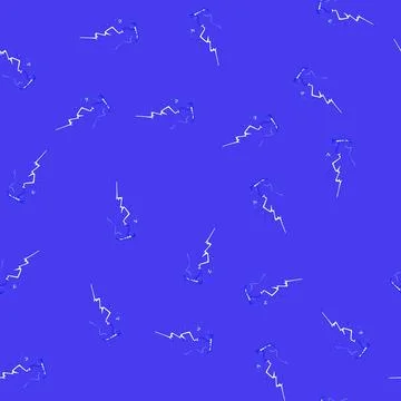 Seamless pattern Blue lightning striking with electric energy impact Illustrazione stock