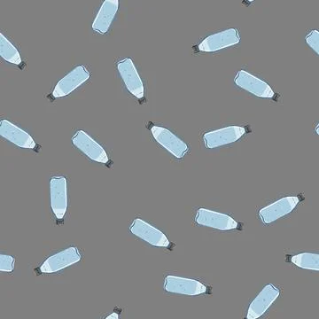 Seamless pattern blue mineral water bottle cartoon vector Stock Illustration