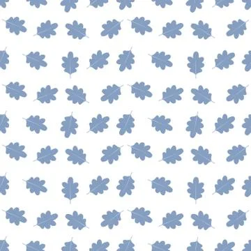 Seamless pattern with blue oak leaves Stock Illustration