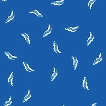 Seamless pattern blue ocean waves cartoon vector イラスト素材