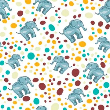 Seamless Pattern of blue or grey elephants. Background with elephants. Childr Stock Illustration
